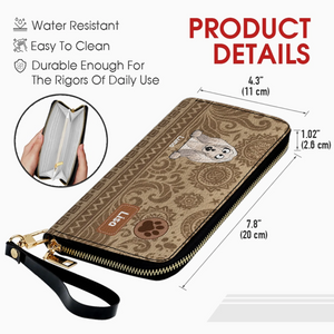 Custom Tribal Dog Leather Wallet - Personalized Pet Name & Breed - 89Prints