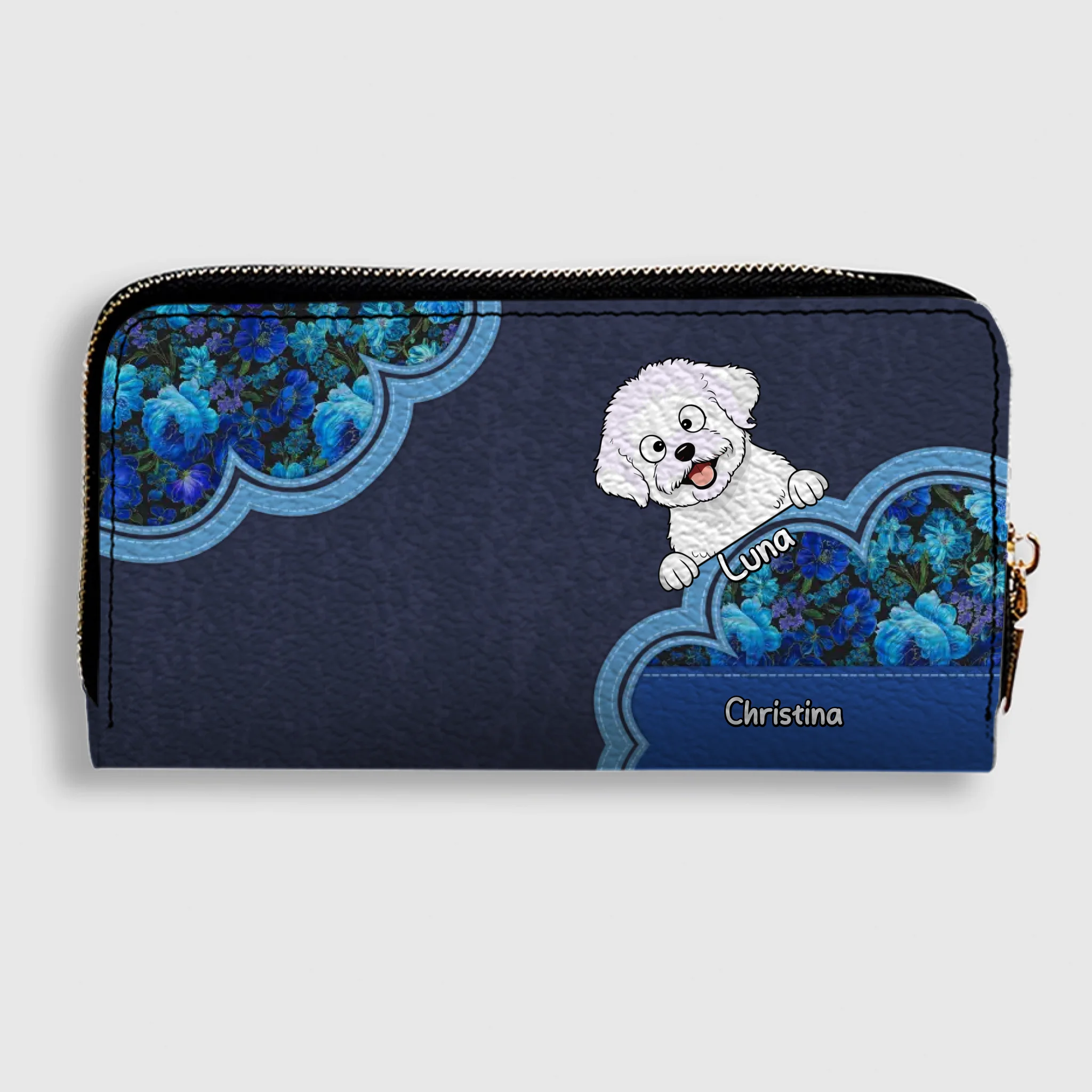 Minimal Floral Dog Wallet – Personalized Pet Names & Elegant Design - 89Prints