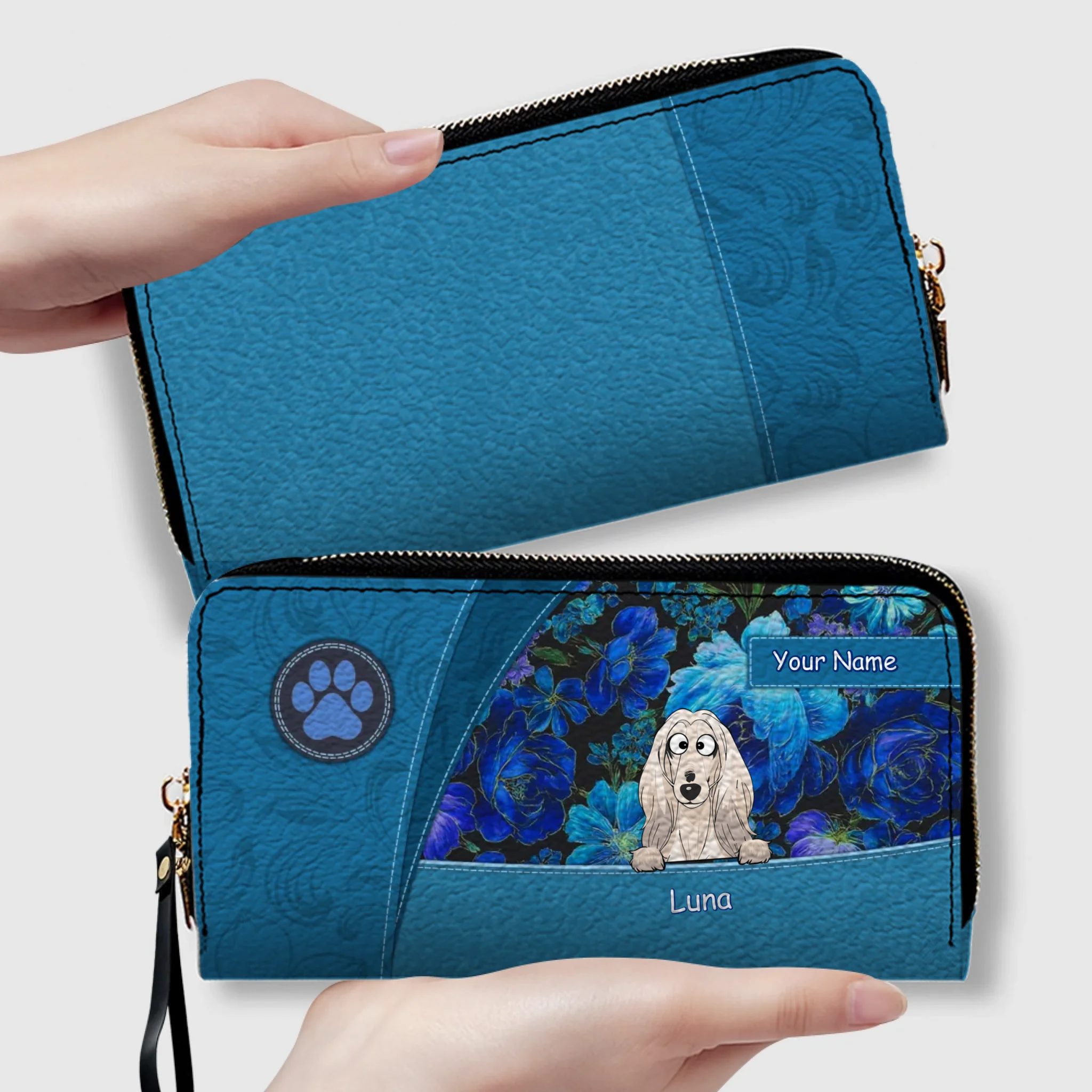Personalized Dog Wallet – Custom Dog Illustration Wallet, Holiday Design, Dog Mom Gift - 89Prints