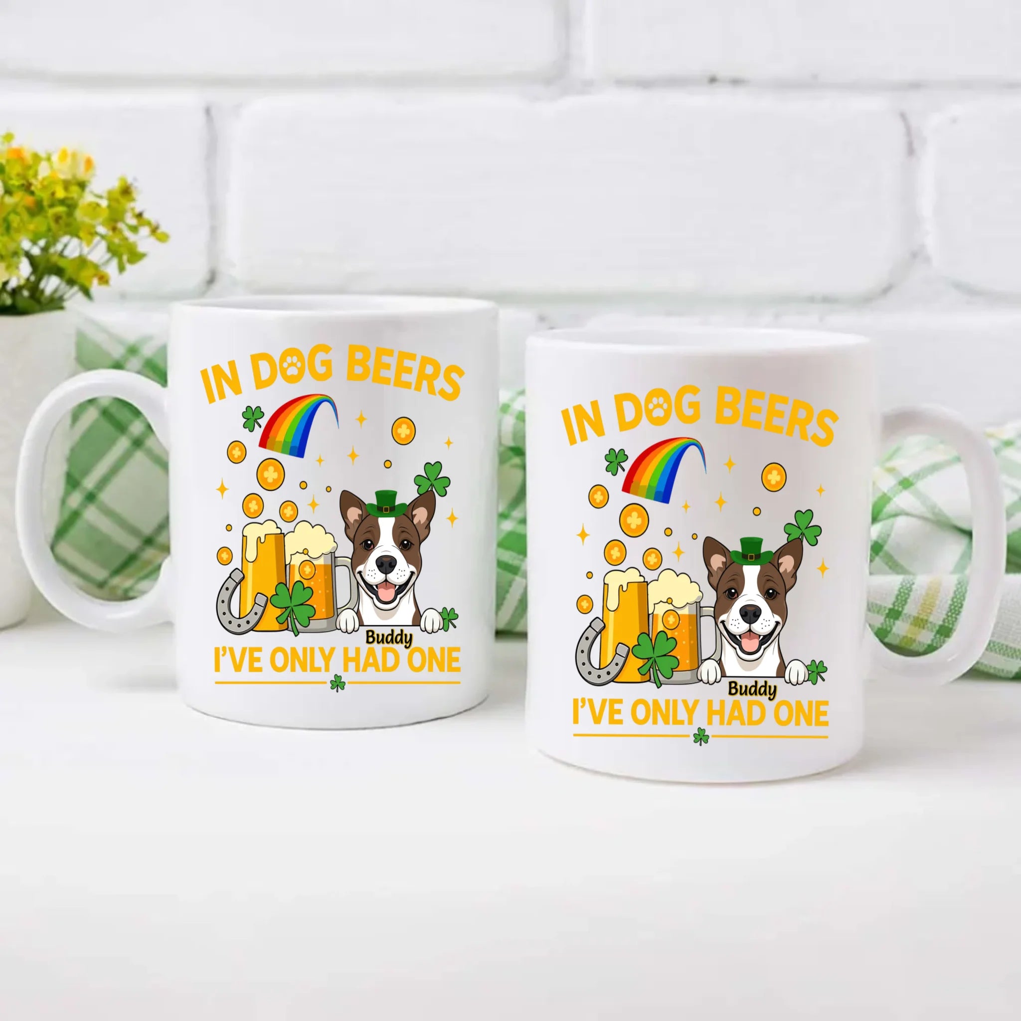 Rainbow St. Patrick’s Day Custom Dog & Cat Mug – Personalized Pet Name Gift – 89Prints