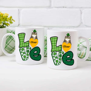 St. Patrick’s Day Custom Dog & Cat Mug – Personalized Shamrock Pet Name Gift – 89Prints