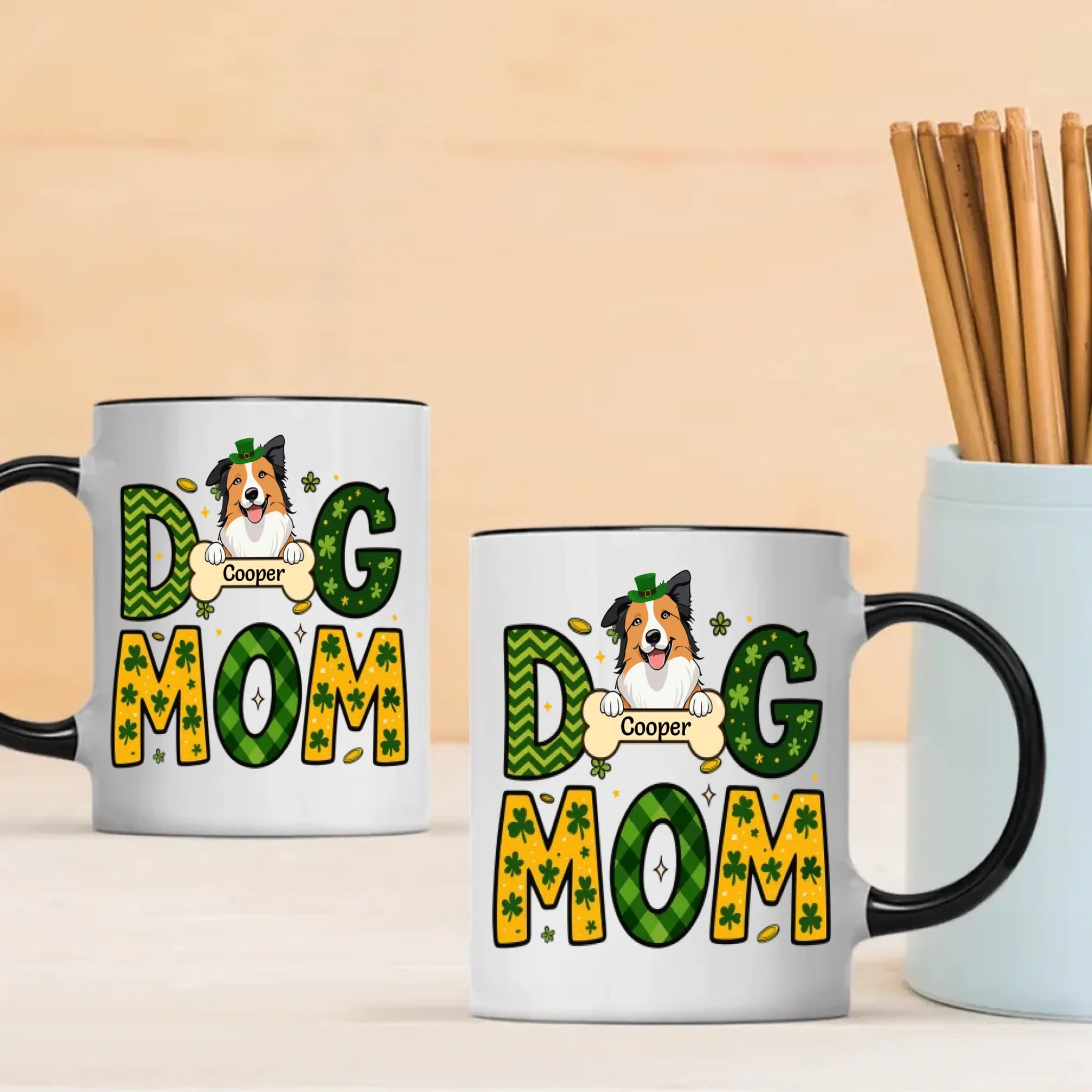 Lucky St. Patrick’s Day Custom Dog & Cat Mug – Personalized Pet Name Gift for Dog Moms – 89Prints