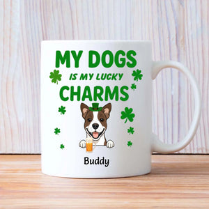 St. Patrick’s Day Custom Dog Mug – Personalized 1–3 Dogs with Shamrock – My Dogs Are My Lucky Charm – 89Prints