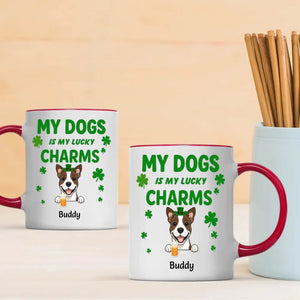 St. Patrick’s Day Custom Dog Mug – Personalized 1–3 Dogs with Shamrock – My Dogs Are My Lucky Charm – 89Prints
