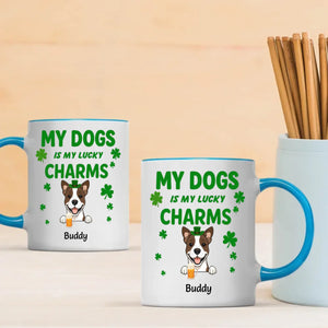 St. Patrick’s Day Custom Dog Mug – Personalized 1–3 Dogs with Shamrock – My Dogs Are My Lucky Charm – 89Prints
