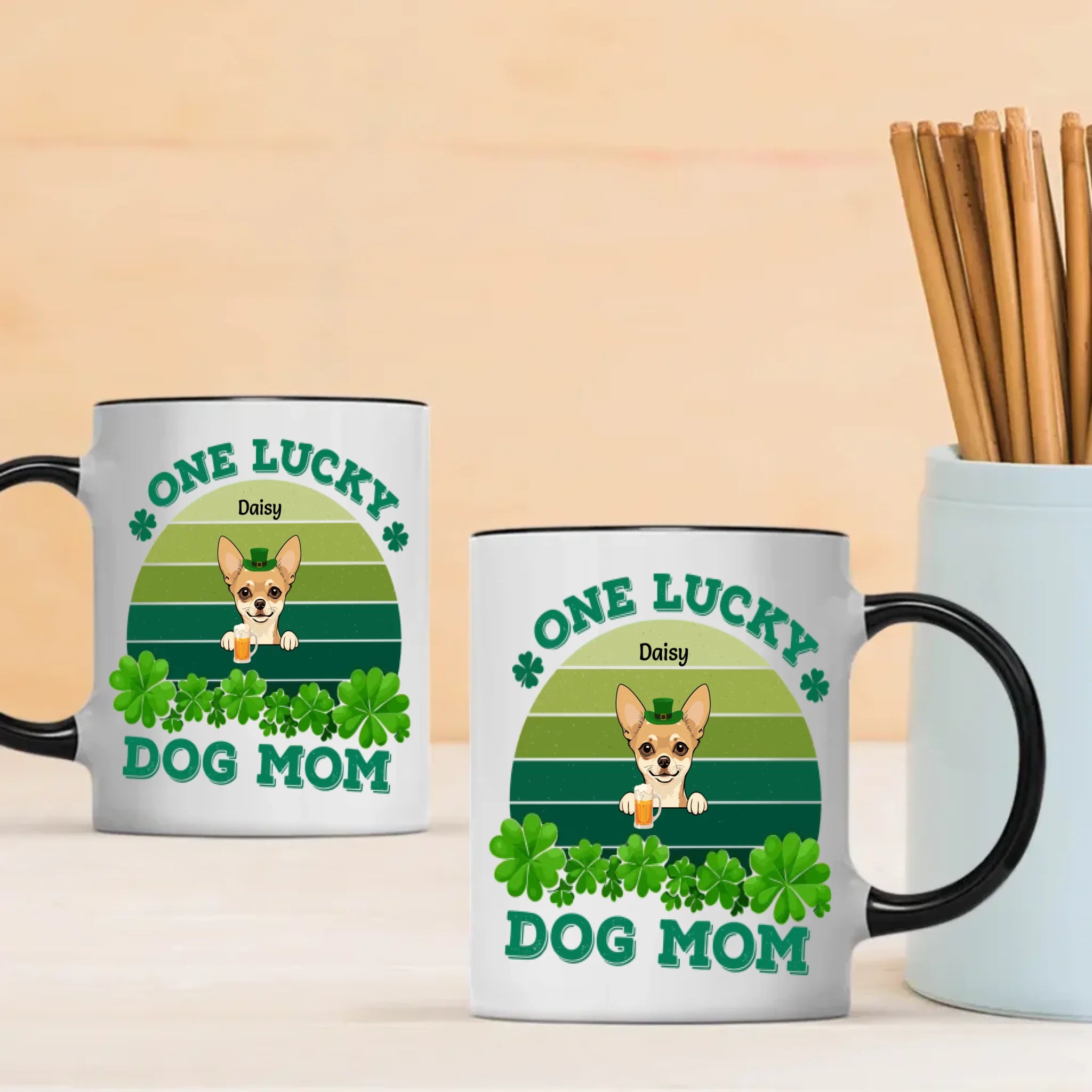 St. Patrick’s Day Custom Pet Mug for Dog Moms – Personalized Rainbow Gift - 89Prints