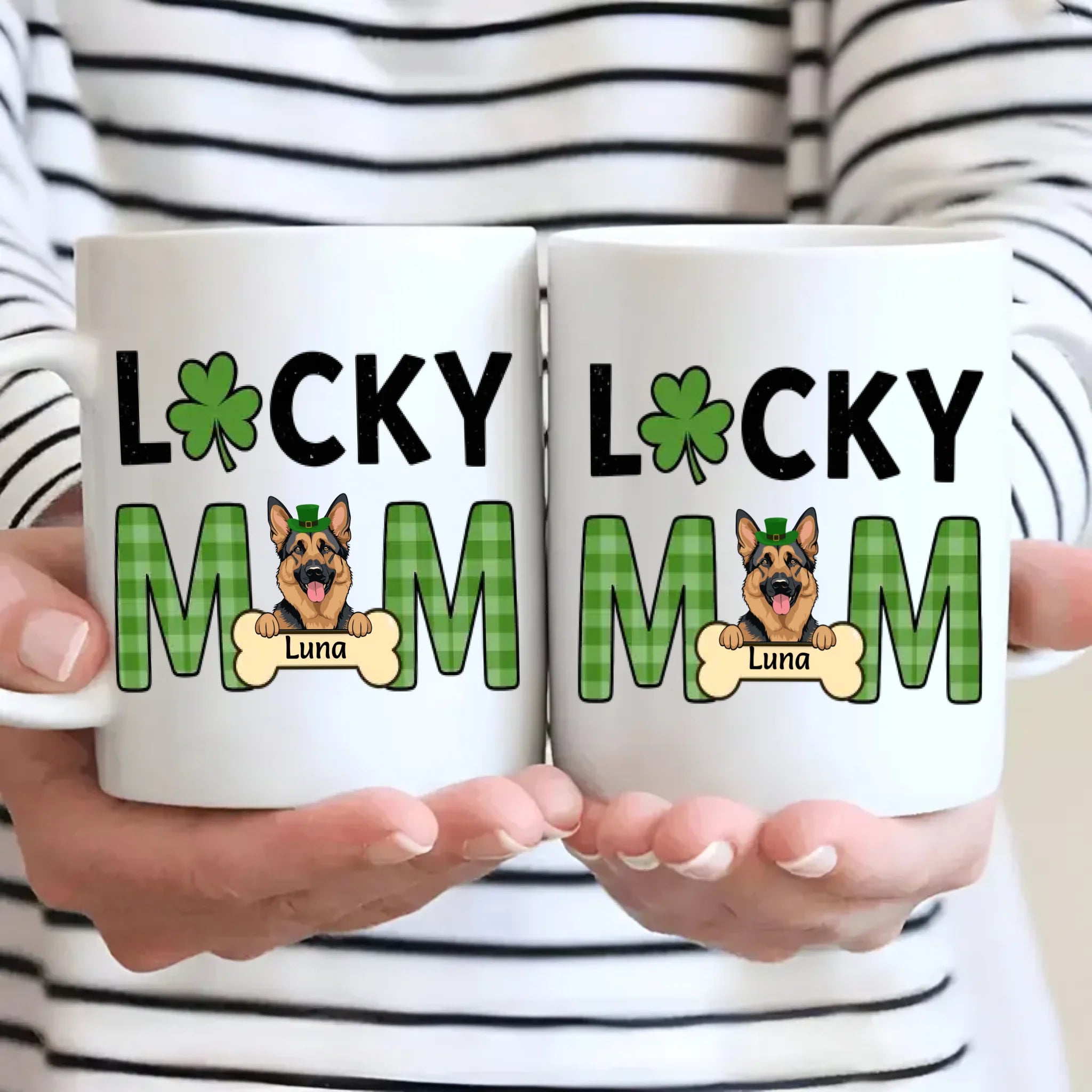 Lucky Pet Mom Custom Mug – Personalized Dog & Cat Names for St. Patrick’s Day - 89Prints