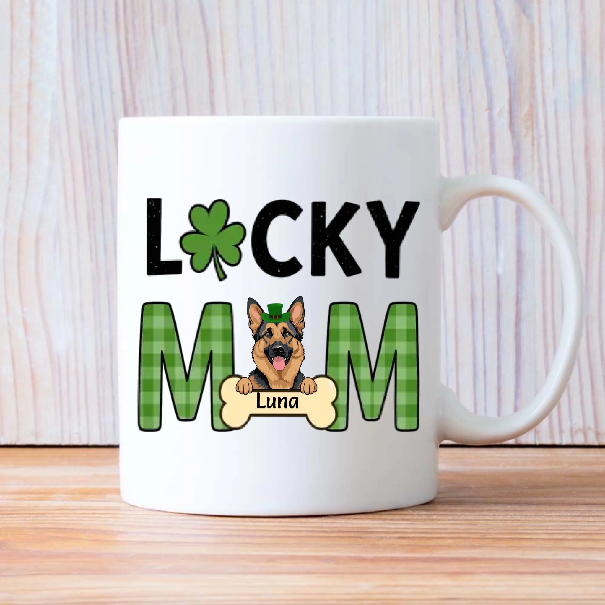 Lucky Pet Mom Custom Mug – Personalized Dog & Cat Names for St. Patrick’s Day - 89Prints