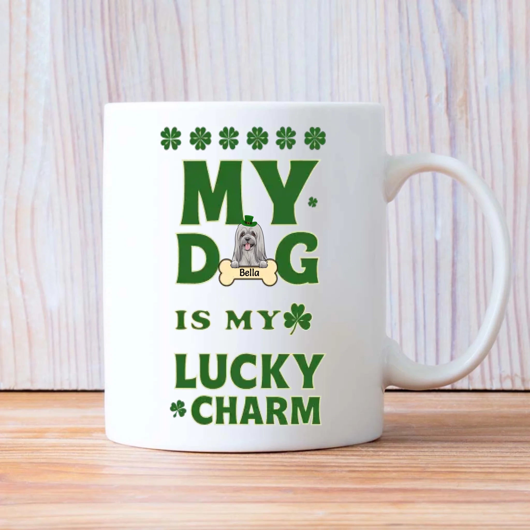 St. Patrick’s Dog Mug – Personalized Lucky Dog Celebration Coffee Cup – 89Prints