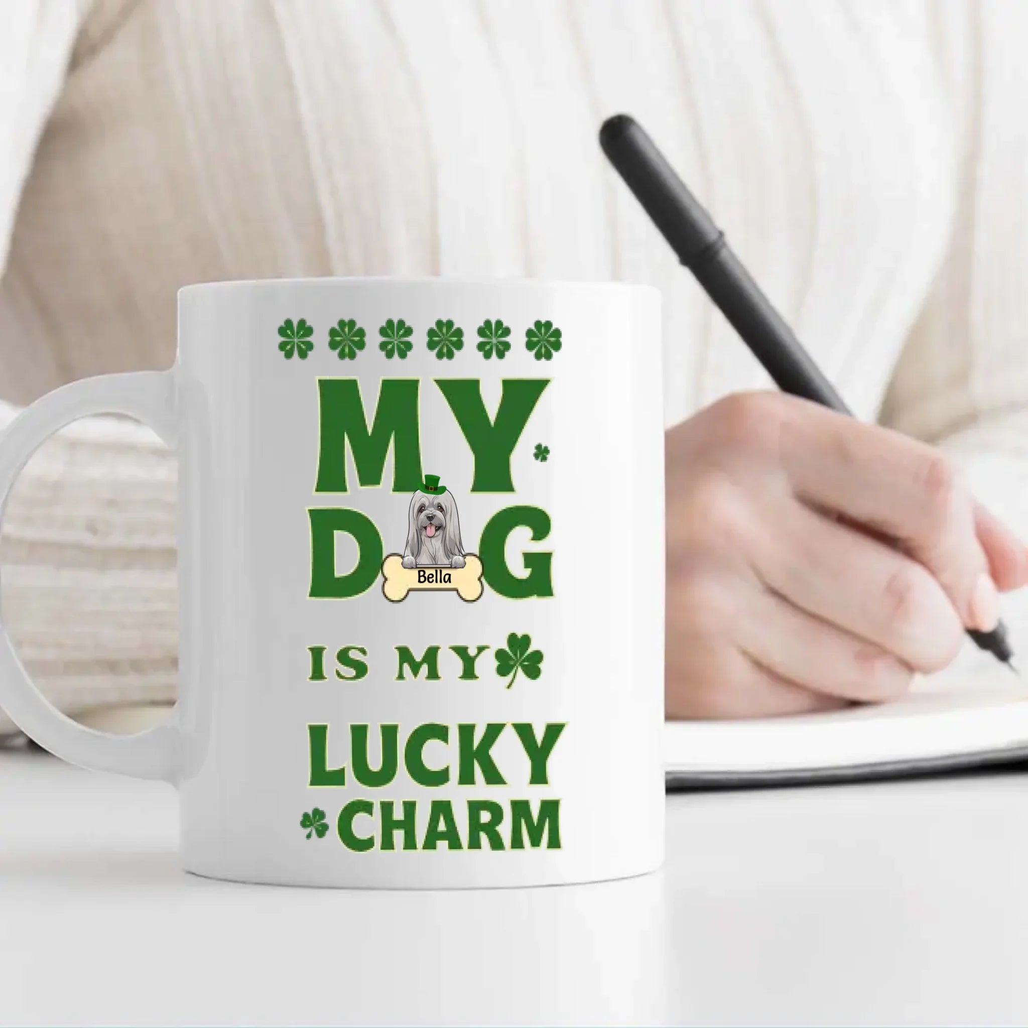 St. Patrick’s Dog Mug – Personalized Lucky Dog Celebration Coffee Cup – 89Prints