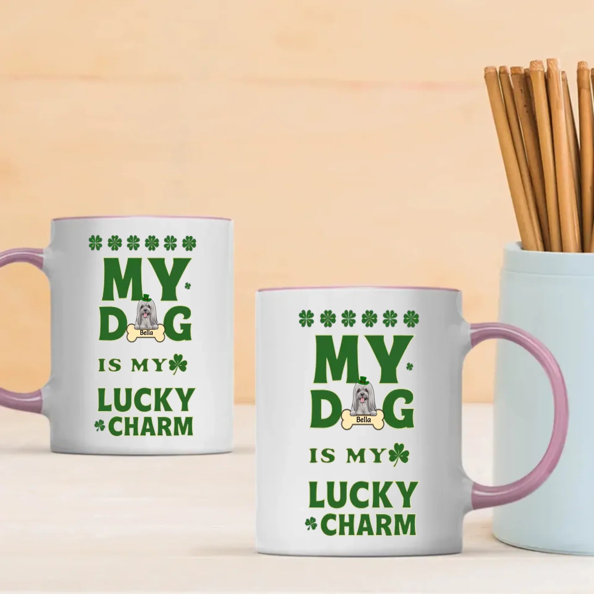 St. Patrick’s Dog Mug – Personalized Lucky Dog Celebration Coffee Cup – 89Prints