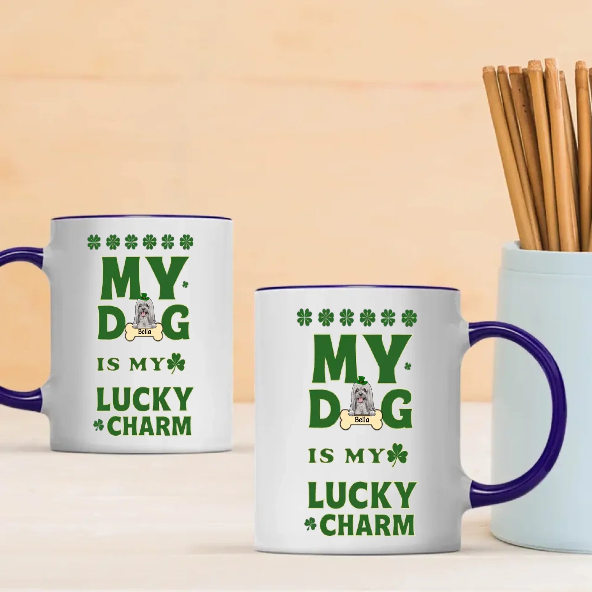 St. Patrick’s Dog Mug – Personalized Lucky Dog Celebration Coffee Cup – 89Prints