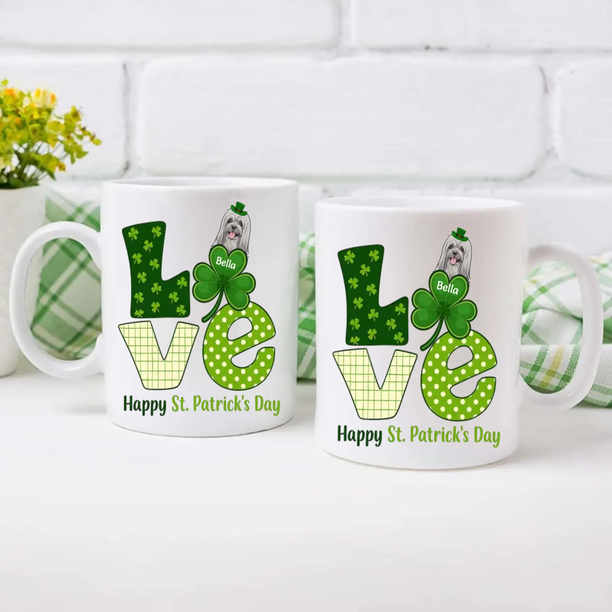 Happy St. Patrick’s Day Dog Mug – Personalized Lucky Shamrock Gift – 89Prints