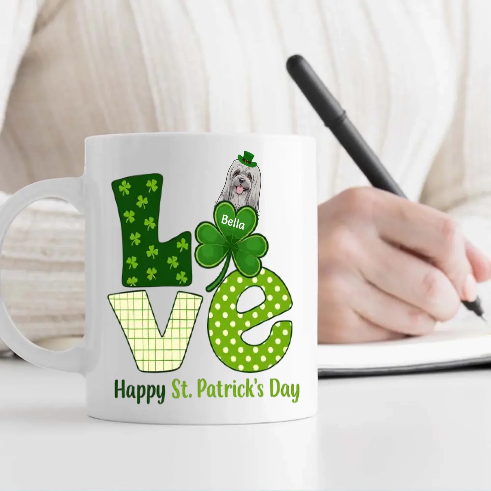Happy St. Patrick’s Day Dog Mug – Personalized Lucky Shamrock Gift – 89Prints
