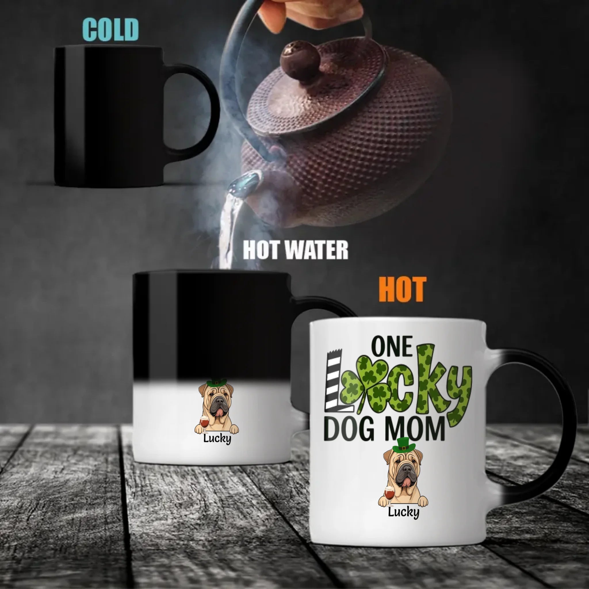 One Lucky Dog Mom Magic Mug – St. Patrick’s Day Leprechaun Dog Design - 89Prints