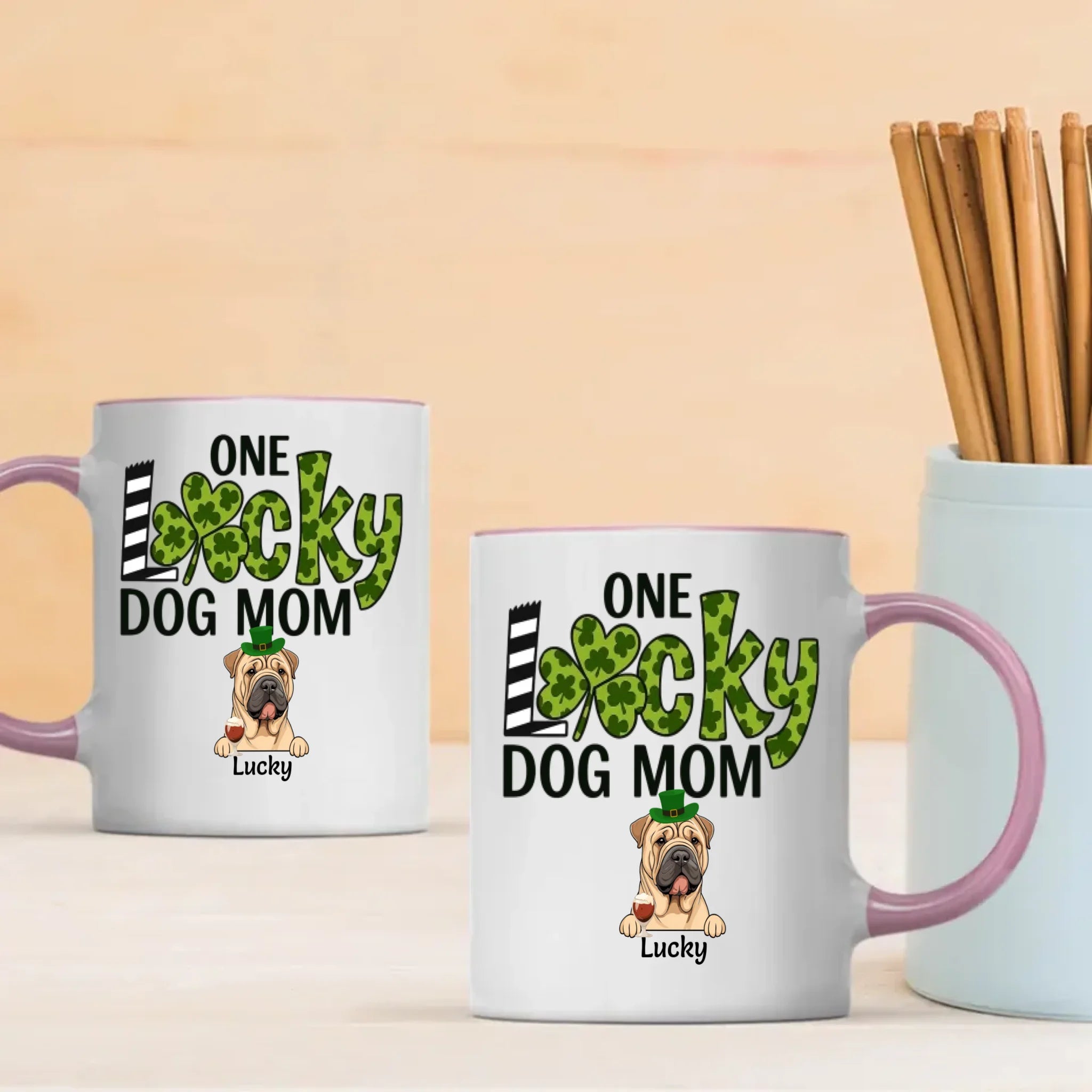 One Lucky Dog Mom Magic Mug – St. Patrick’s Day Leprechaun Dog Design - 89Prints