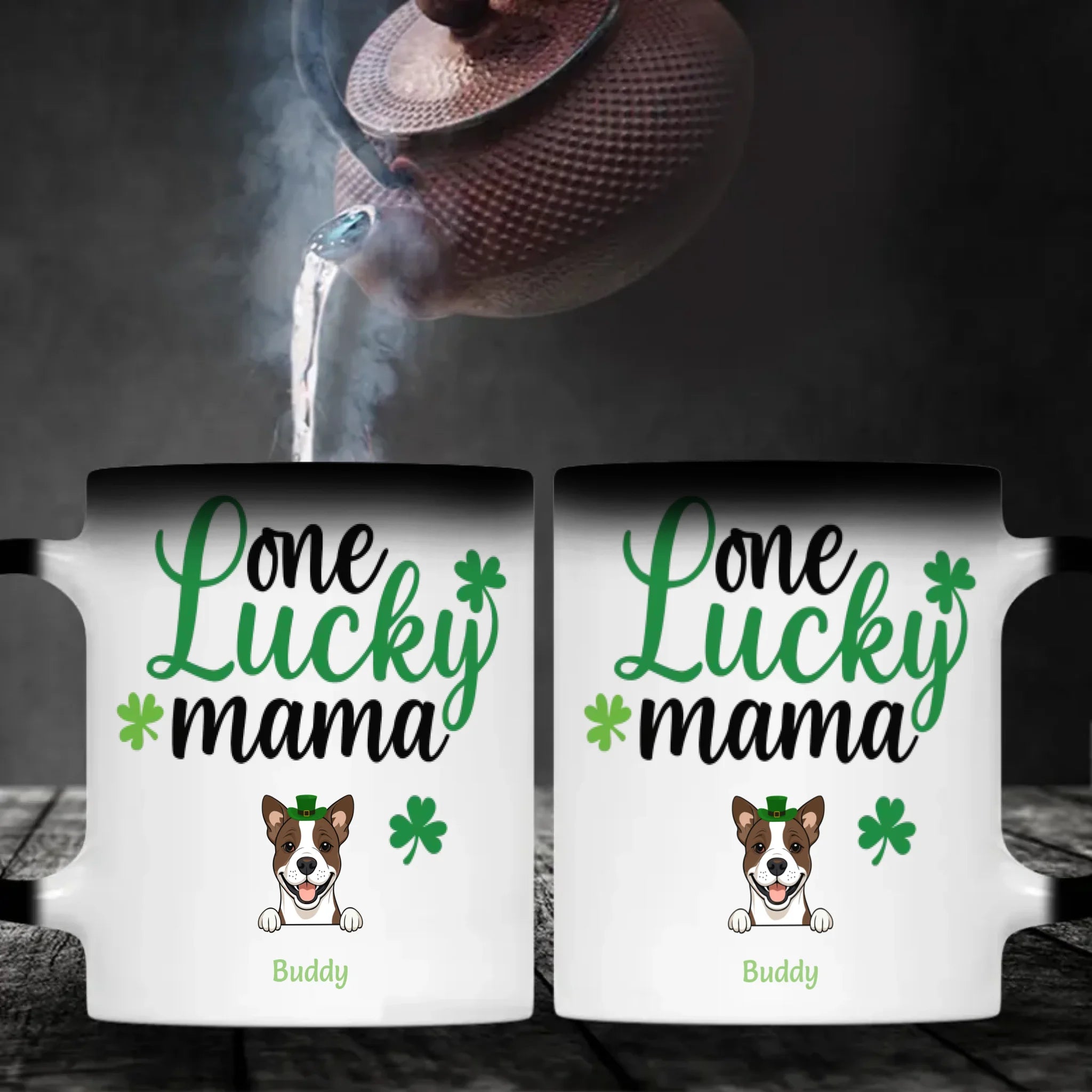 St Patrick’s Day Mug for Moms – Custom One Lucky Mama Cup with Dog Name - 89Prints