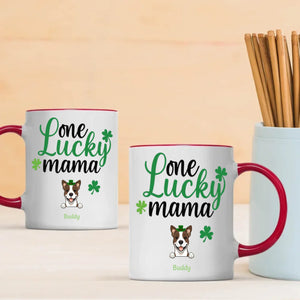 St Patrick’s Day Mug for Moms – Custom One Lucky Mama Cup with Dog Name - 89Prints