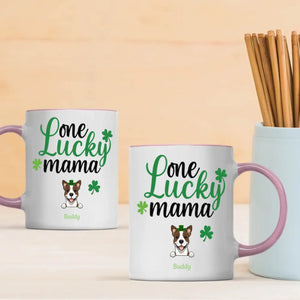 St Patrick’s Day Mug for Moms – Custom One Lucky Mama Cup with Dog Name - 89Prints