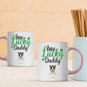 Dog Dad Personalized Gift – One Lucky Daddy St Patrick’s Day Magic Mug with Custom Dog Name - 89Prints