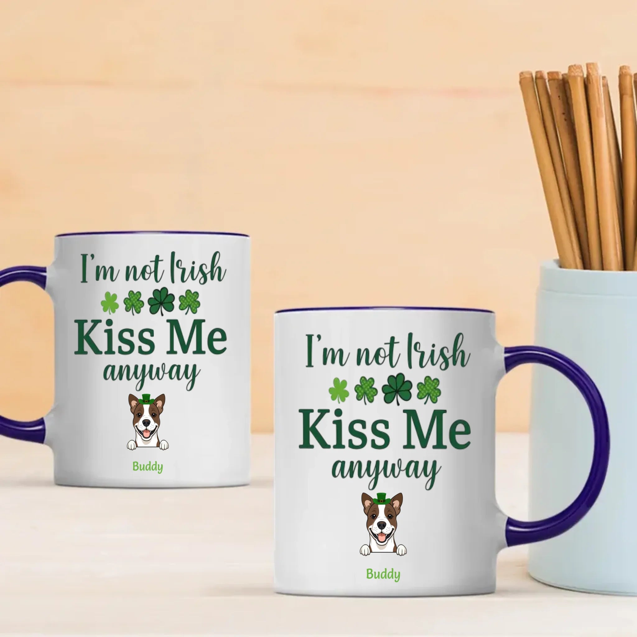 Dog Lover St Patrick’s Day Mug – Happy Saint Paw-Trick’s Day with Cute Dog Art - 89Prints