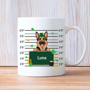 Custom St. Patrick’s Day Dog Mug – Leprechaun Dog with Shamrocks & Gold - 89Prints