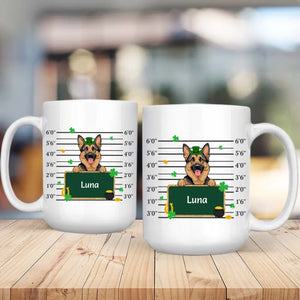 Custom St. Patrick’s Day Dog Mug – Leprechaun Dog with Shamrocks & Gold - 89Prints