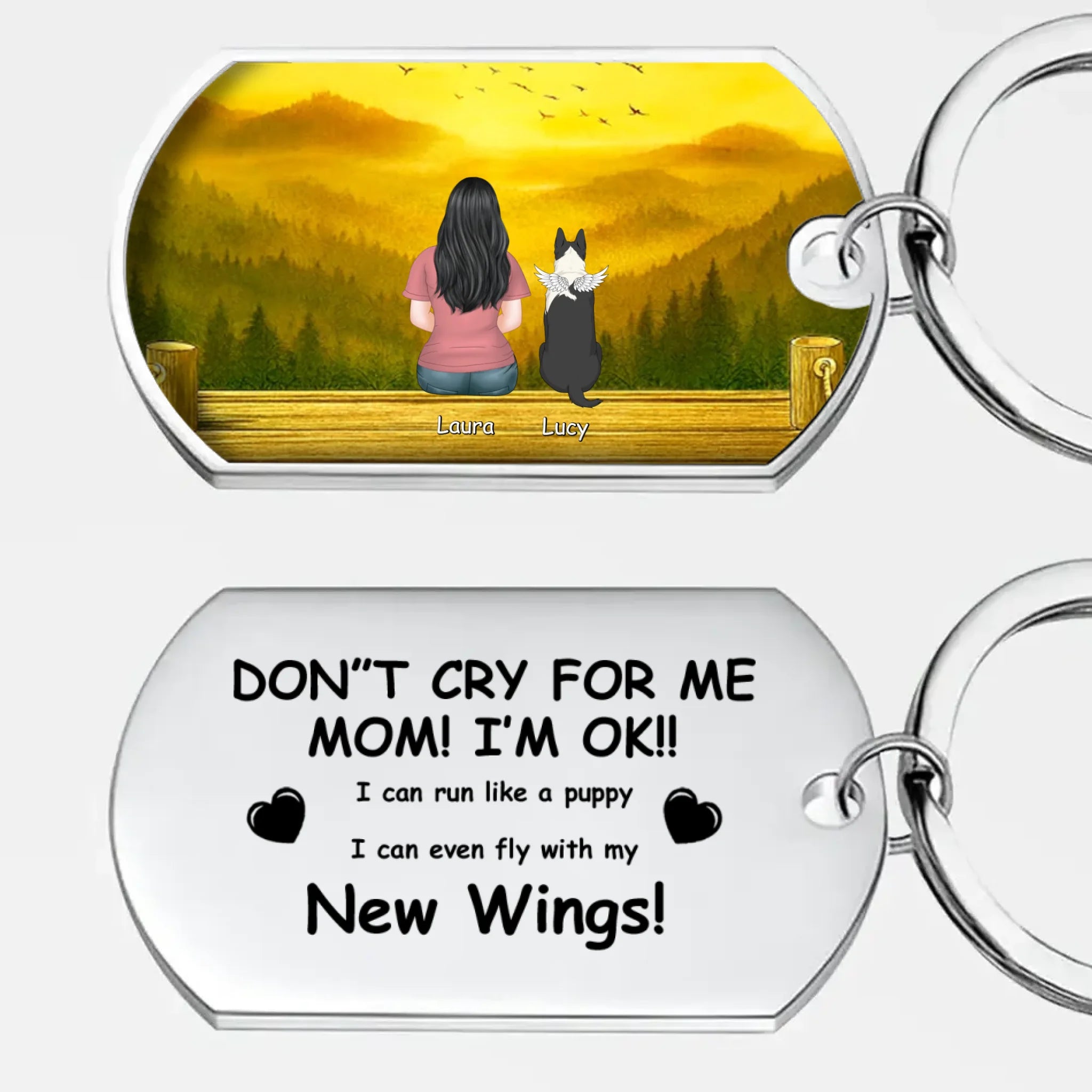 Personalized Keychain “Don’t Cry For Me Mom – New Wings” Memorial Gift - 89Prints