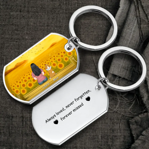 Personalized Pet Remembrance Keychain “Always Loved, Never Forgotten” – Custom Dog Illustration & Name Gift