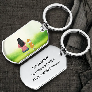 Personalized Pet Loss Keychain “Mine Changed Forever” – Custom Dog Illustration & Names Keepsake - 89Prints