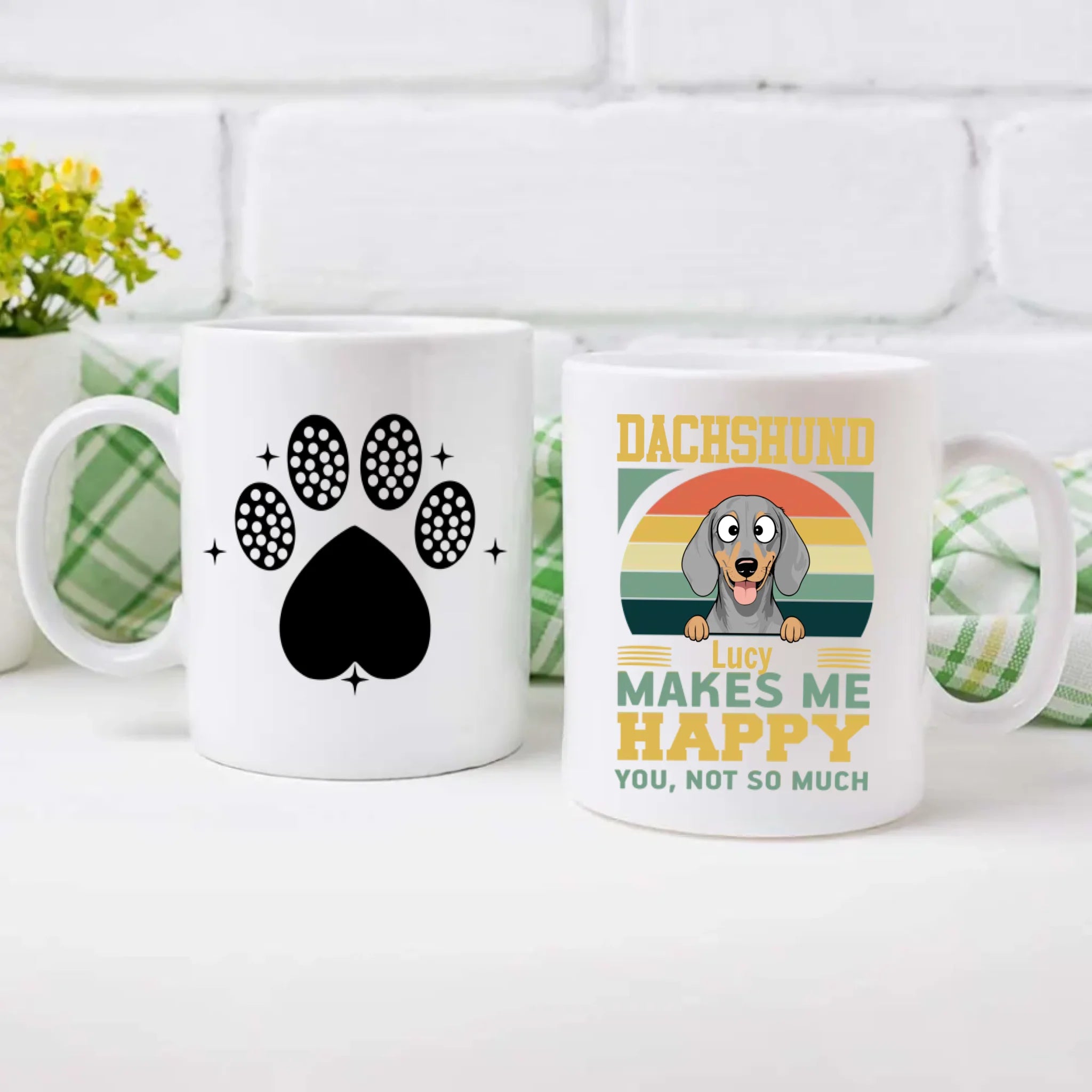 Customized Dachshund Mug For Dog Lovers - Lucy Makes Me Happy, You Not So Much - 89Prints