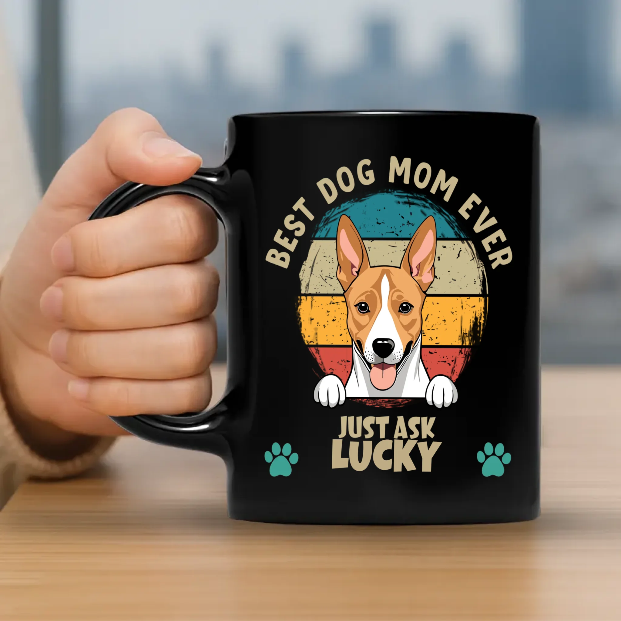 Personalized Dog Mom Mug - Best Dog Mom Ever, Just Ask Lucky - 89Prints