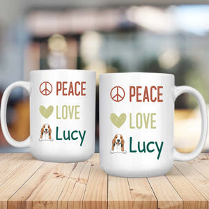 Personalised Peace Love Dog Mug - Thoughtful Gift For Dog Lovers - 89Prints