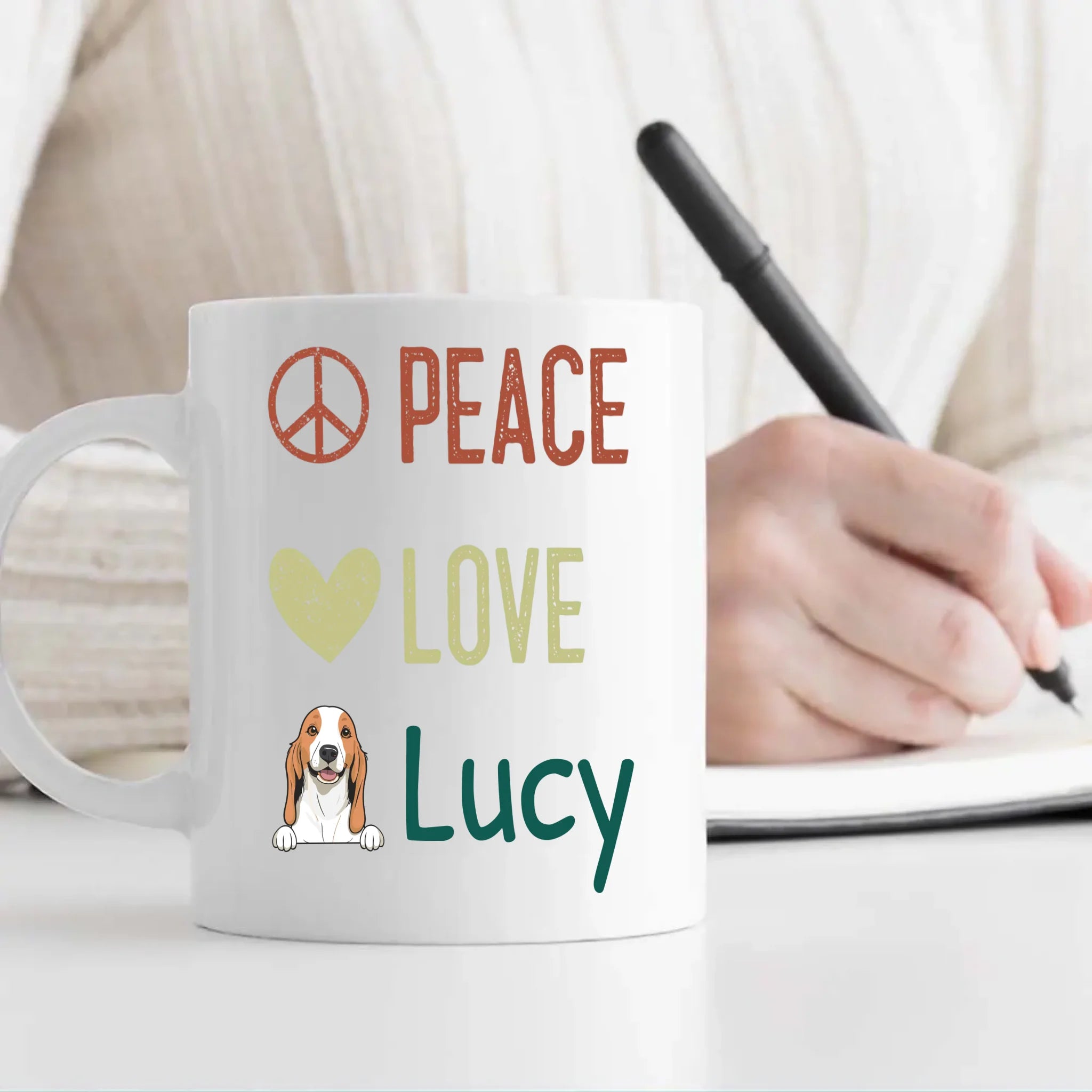 Personalised Peace Love Dog Mug - Thoughtful Gift For Dog Lovers - 89Prints