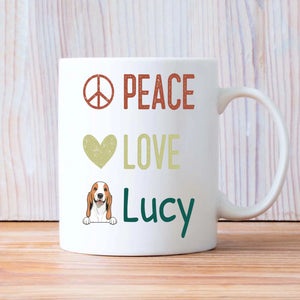 Personalised Peace Love Dog Mug - Thoughtful Gift For Dog Lovers - 89Prints