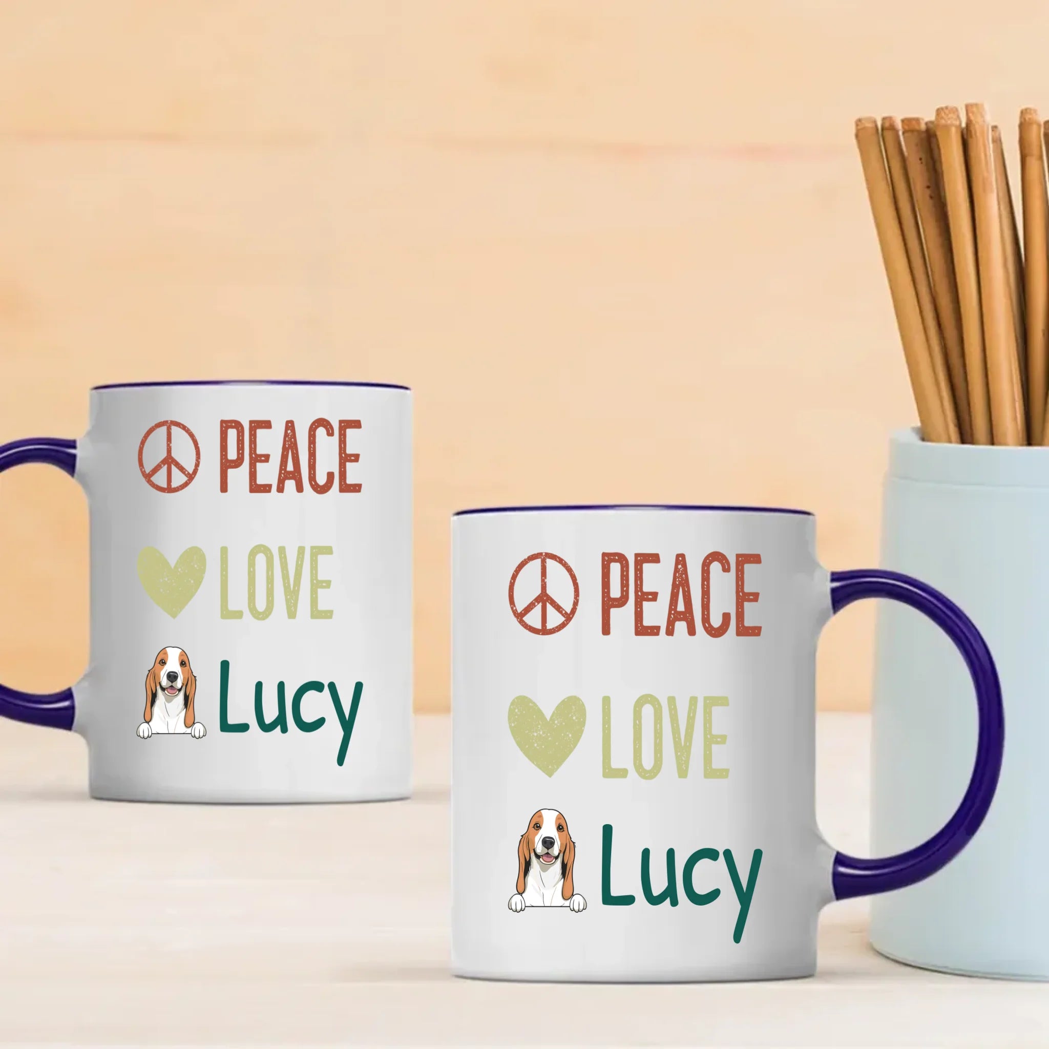 Personalised Peace Love Dog Mug - Thoughtful Gift For Dog Lovers - 89Prints
