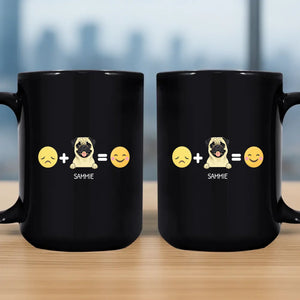 Emotional Pet Black Mug With Sad + Pet = Happy Design, Personalized Name - 89Prints