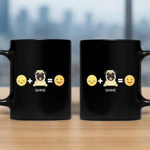 Emotional Pet Black Mug With Sad + Pet = Happy Design, Personalized Name - 89Prints