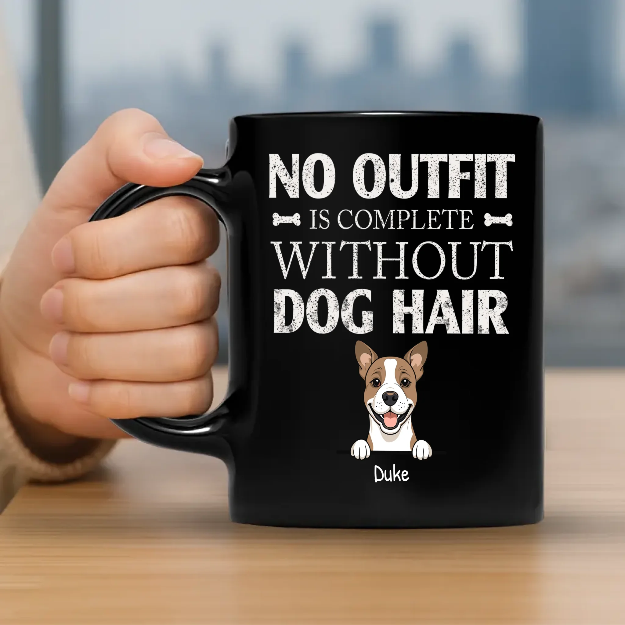 Adorable Dog Black Mug - No Outfit Is Complete Without Dog Hair - 89Prints