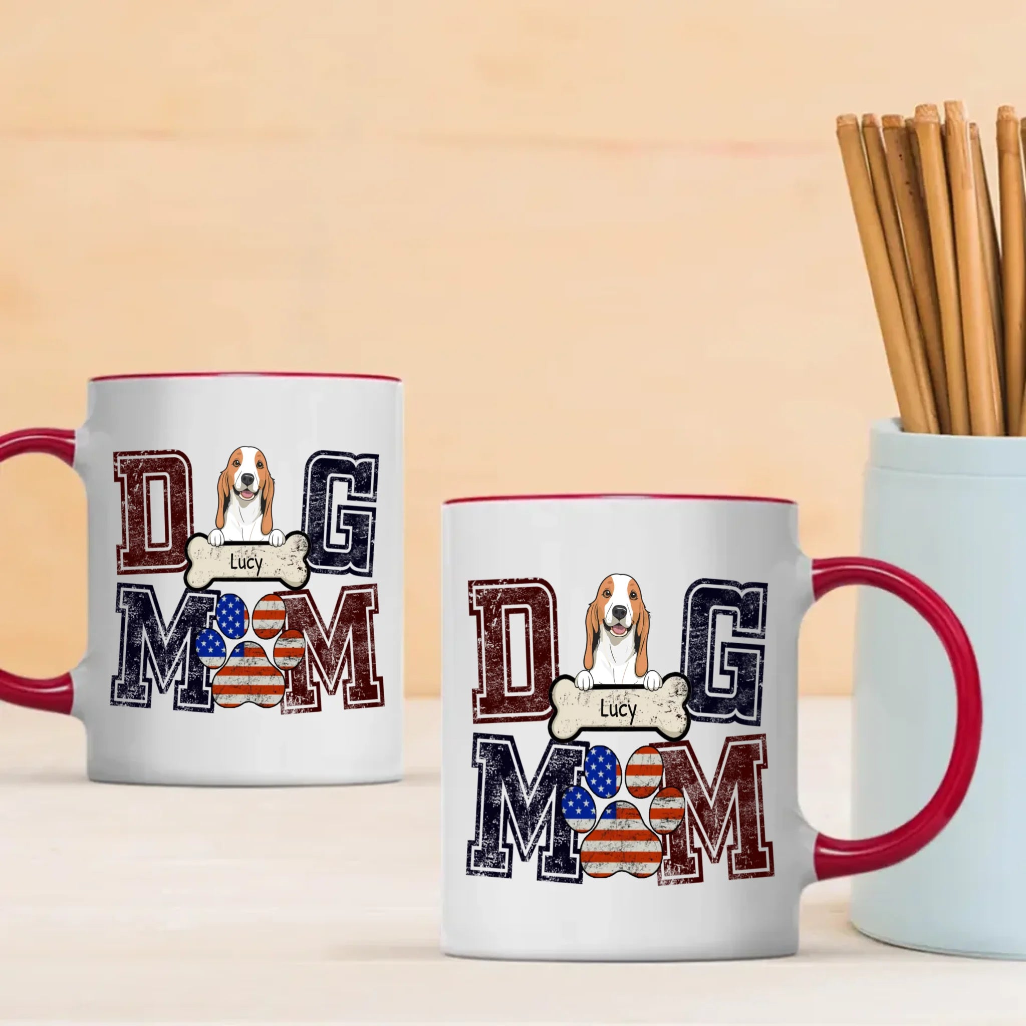 Unique Dog Mom Mug - Customized With Dog's Clipart And Name - 89Prints