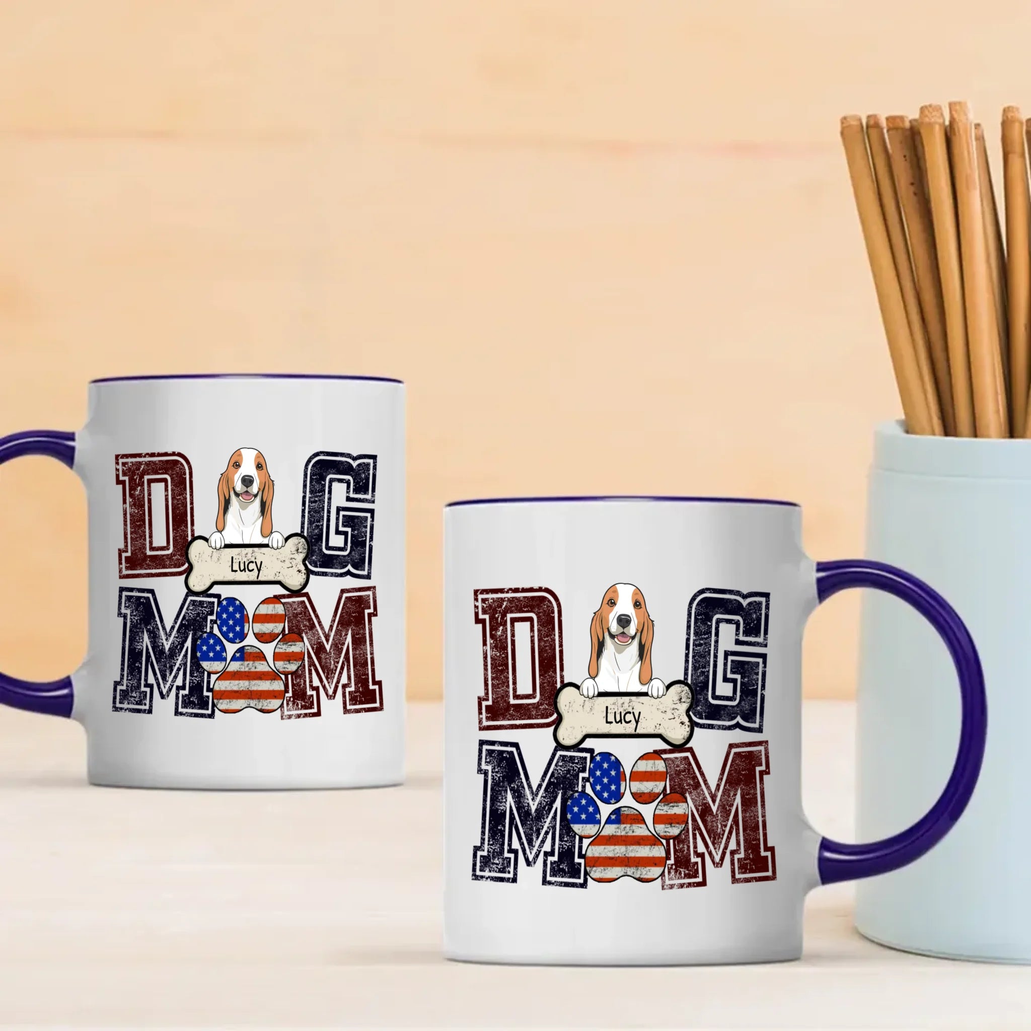 Unique Dog Mom Mug - Customized With Dog's Clipart And Name - 89Prints