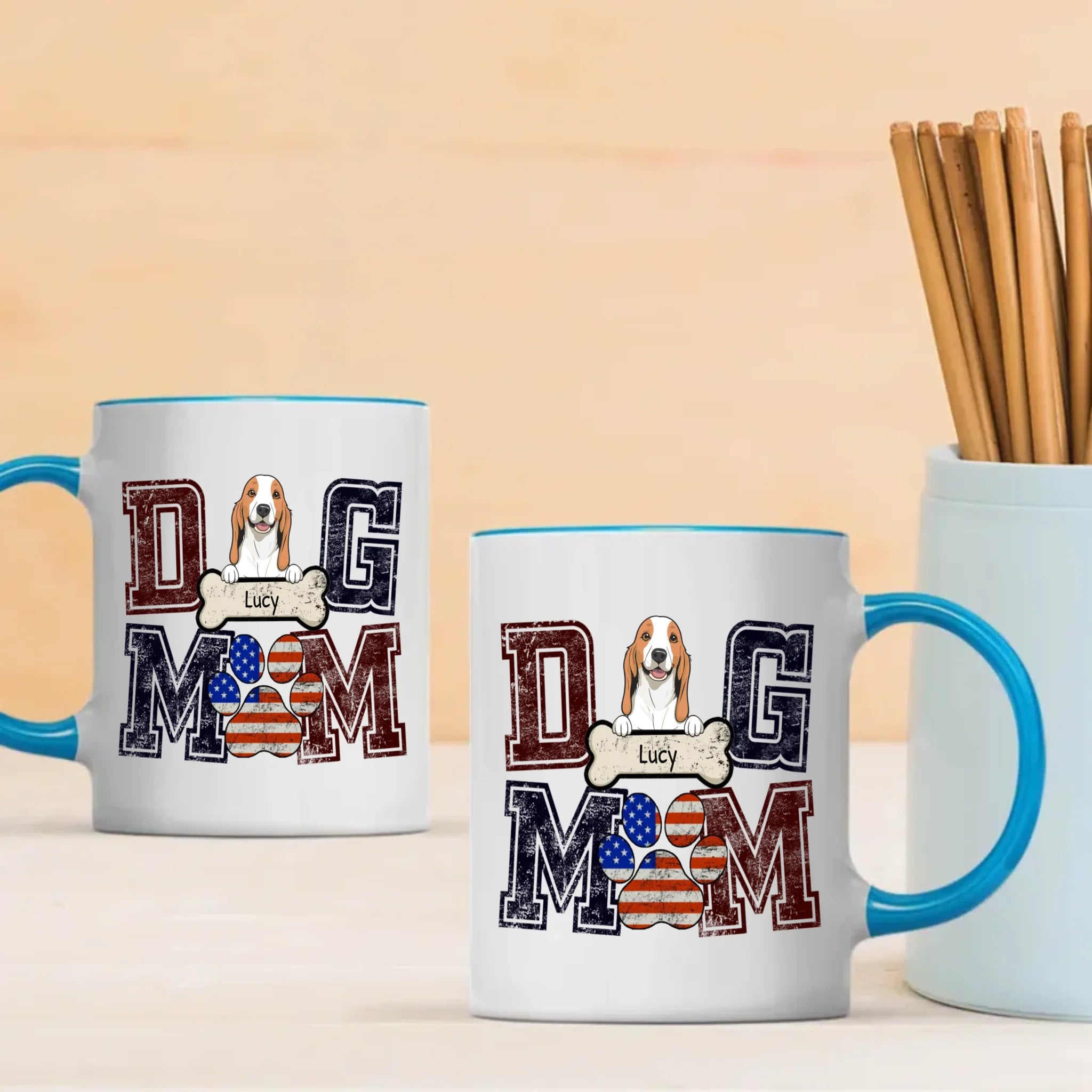 Unique Dog Mom Mug - Customized With Dog's Clipart And Name - 89Prints