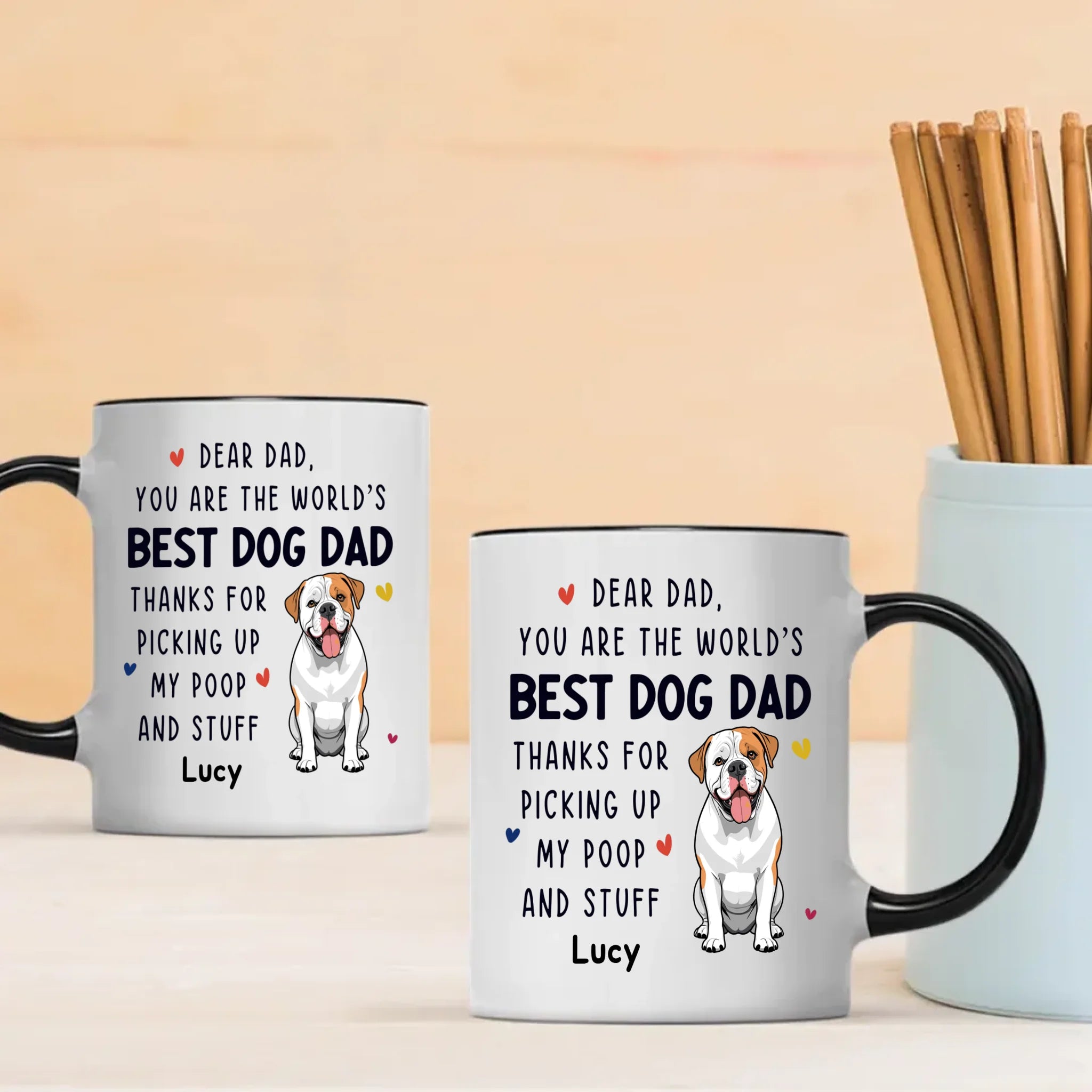 Custom Dog Mug - Dear Dad, You Are The World's - 89Prints