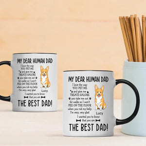 Heartfelt Custom Dog Mug - My Dear Human Dad, The Best Dad - 89Prints