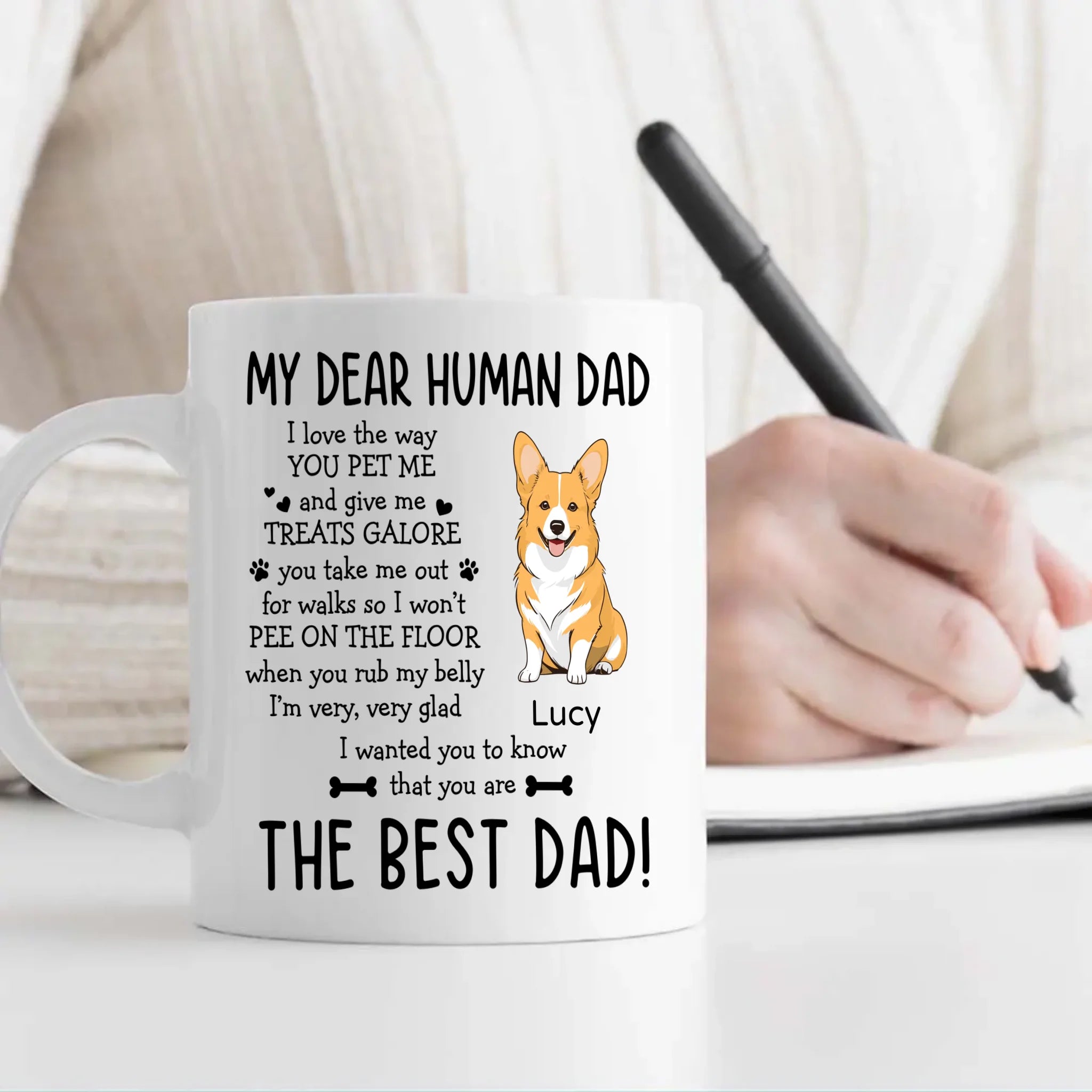 Heartfelt Custom Dog Mug - My Dear Human Dad, The Best Dad - 89Prints