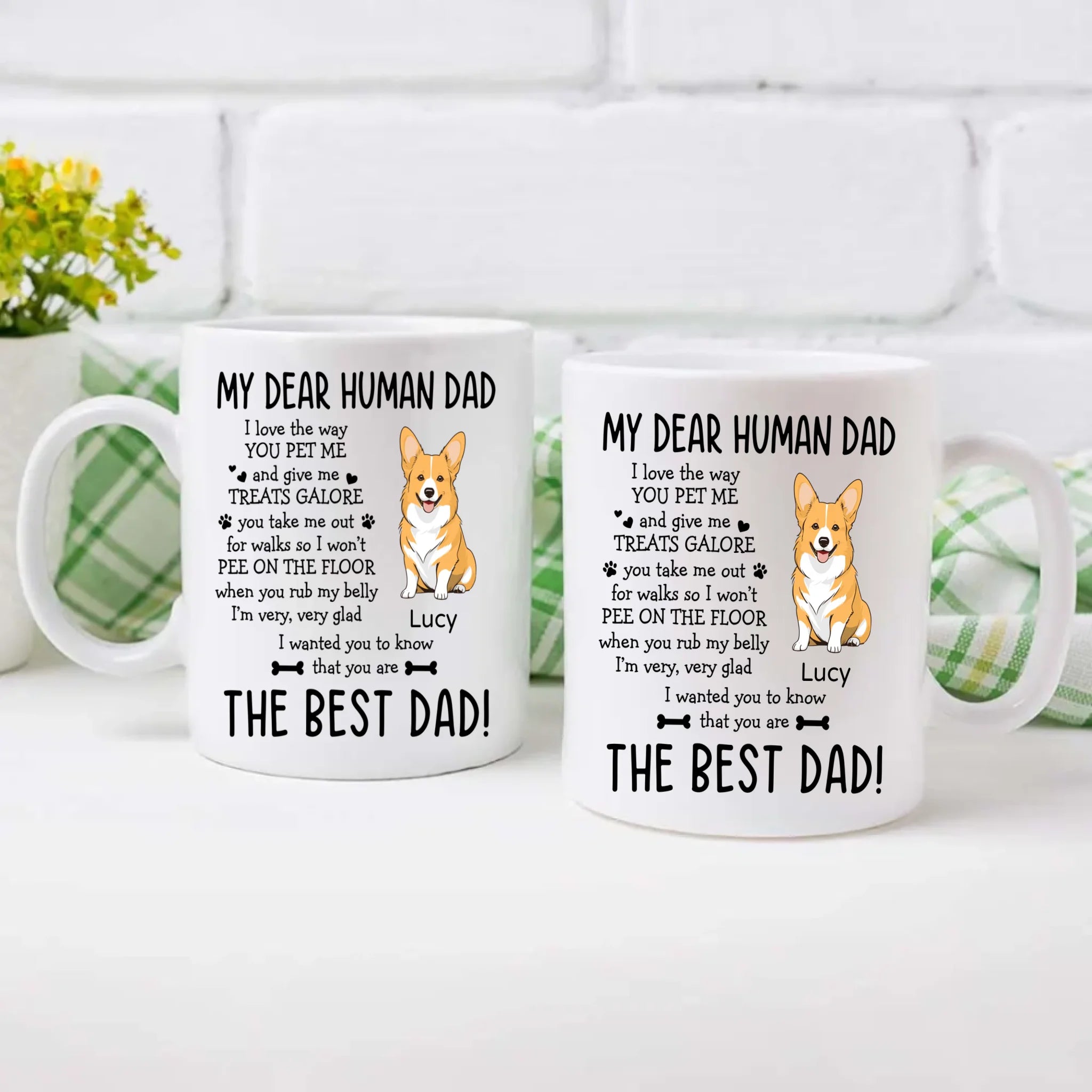 Heartfelt Custom Dog Mug - My Dear Human Dad, The Best Dad - 89Prints