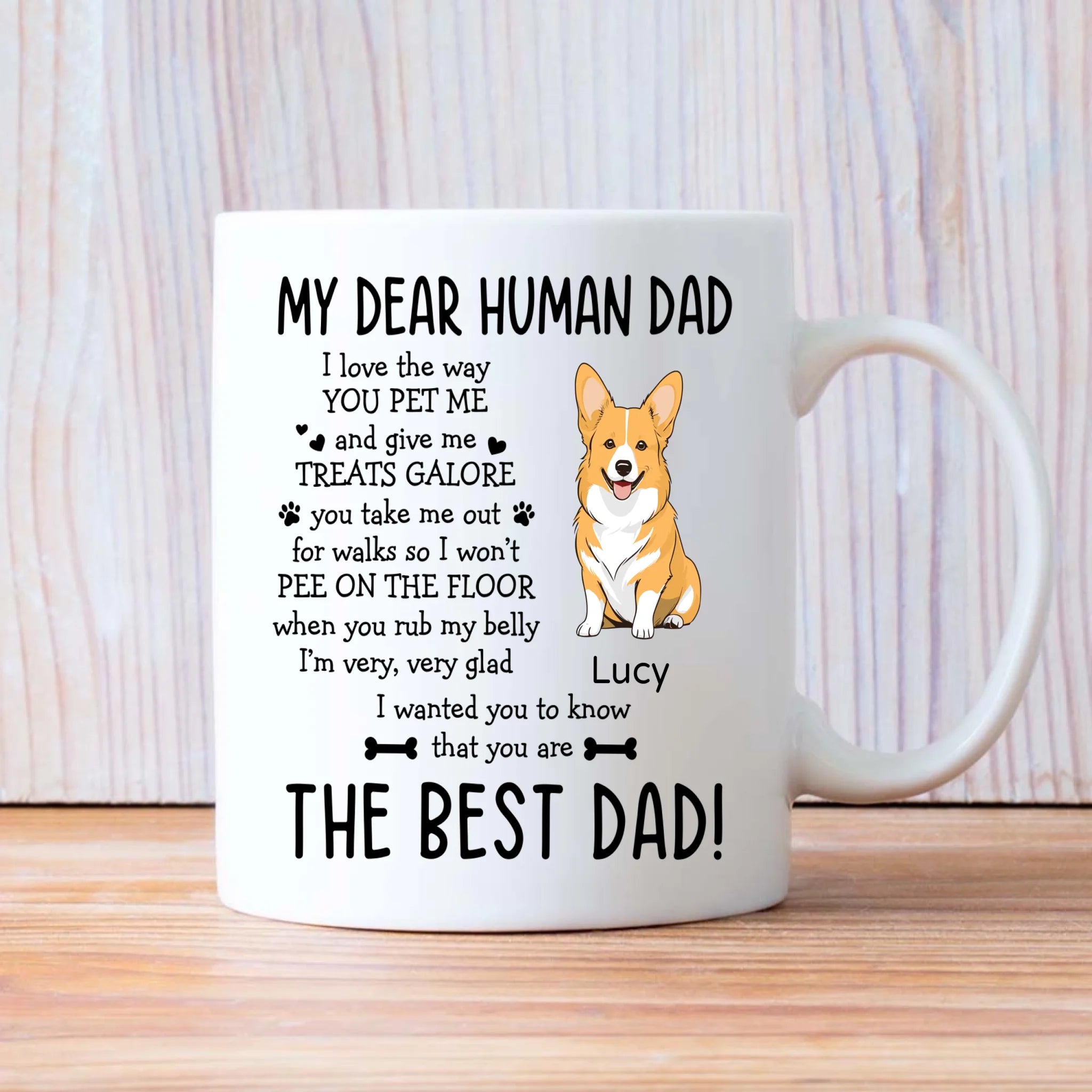 Heartfelt Custom Dog Mug - My Dear Human Dad, The Best Dad - 89Prints