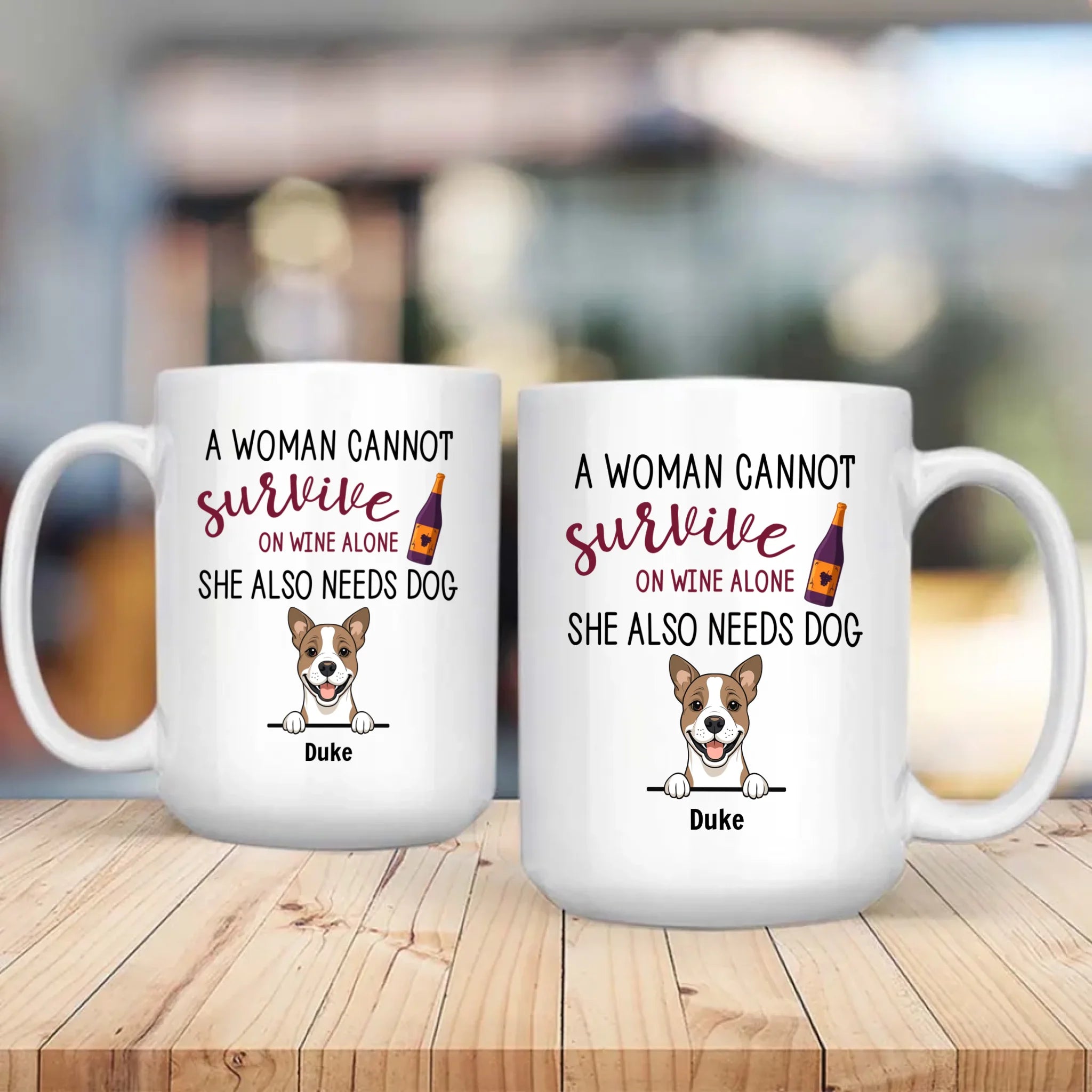 Sentimental Personalized Dog Mug - A Woman Cannot Survive On Wine Alone - 89Prints