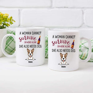 Sentimental Personalized Dog Mug - A Woman Cannot Survive On Wine Alone - 89Prints