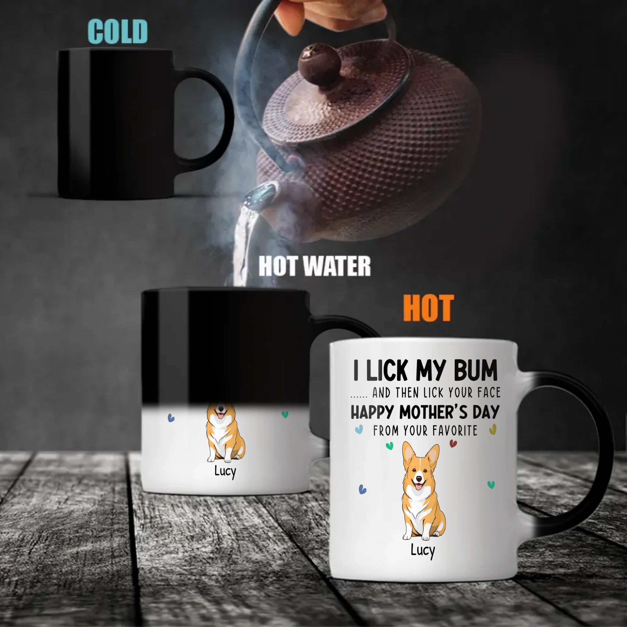 One-of-a-kind Mother's Day Dog Clipart Mug - I Lick My Bum... And Then Lick Your Face- 89Prints